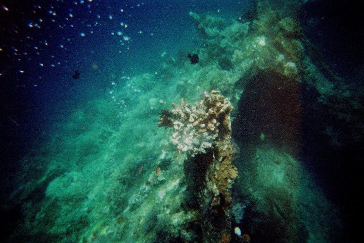 Swimming along the wreckage of the USS Liberty