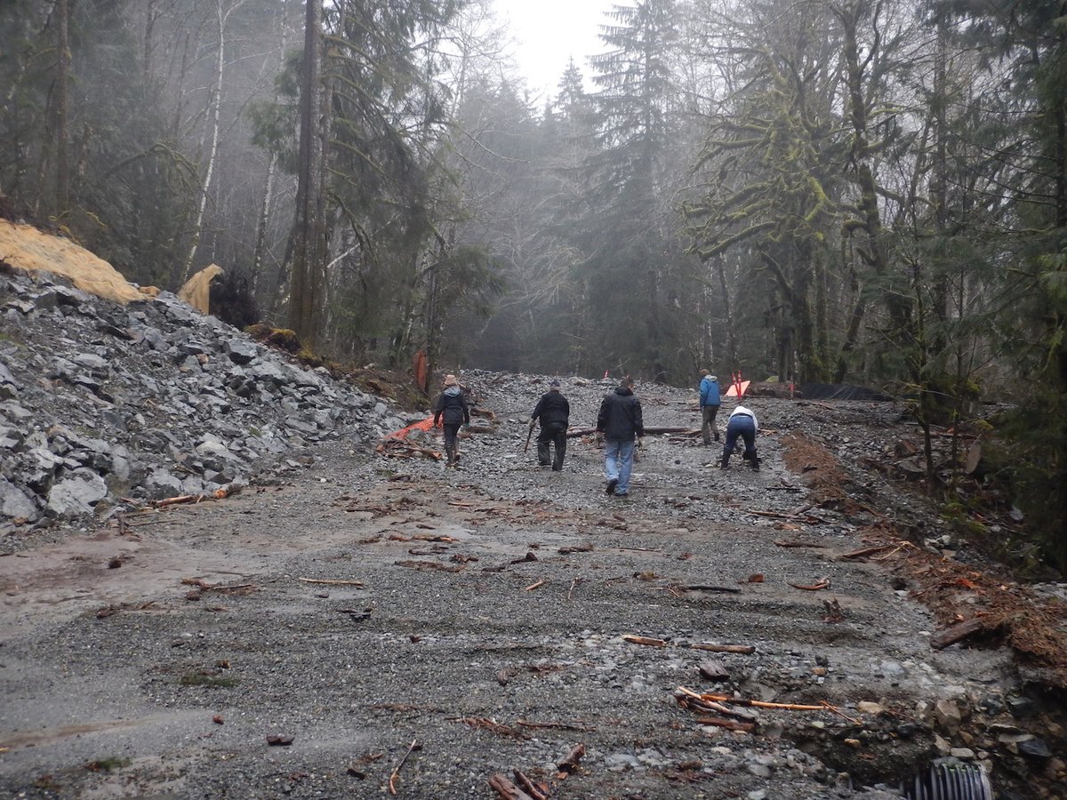 Headed up to the wash to clear out debris