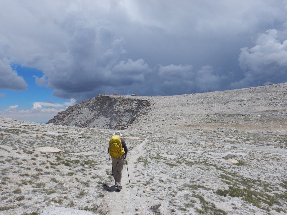 Racing the weather on the way down!