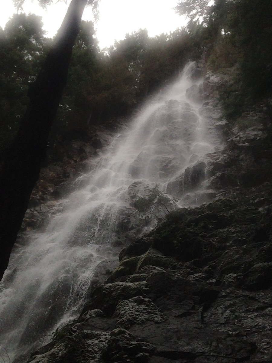 Looking up at the surprising Teneriffe Falls. Very cool!